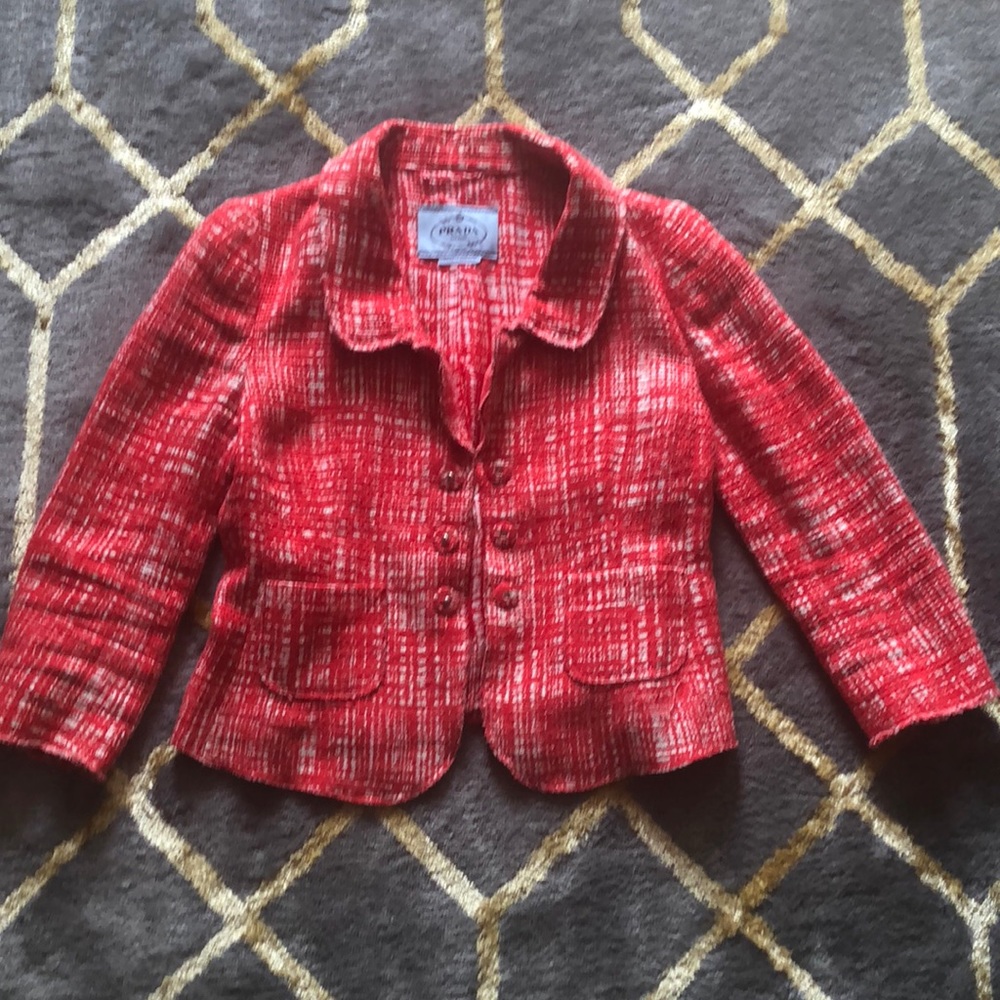 PRADA MILANO RED/WHITE BLAZER SIZE 42
